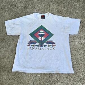 Vtg 90s PANAMA JACK Crest Logo Graphic Outdoors T Shirt L Single Stitch USA